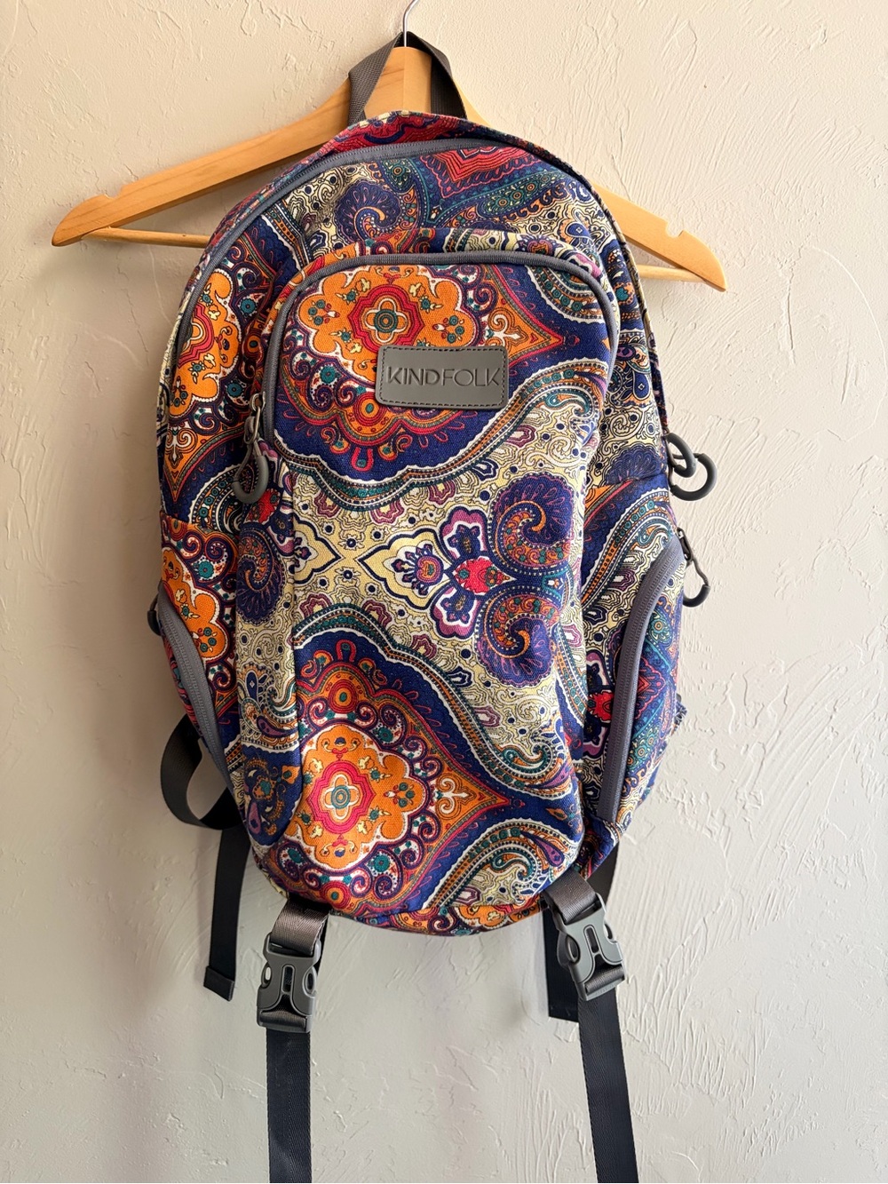 KindFolk Paisley Print Backpack bag in Multicolor comfort straps